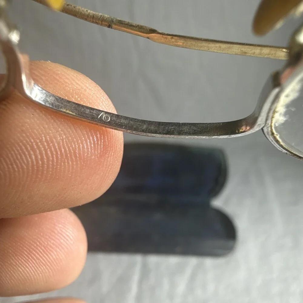 Antique American Optical Wire Rim Spectacles Oval Saddle Bridge w/ Case Vtg 1890